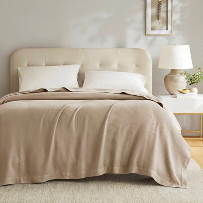100% Egyptian Cotton Blanket - Ultra Soft Premium Blankets - Khaki - Quahog Bay Bedding