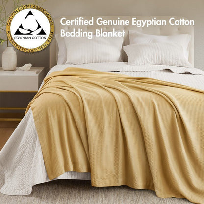 100% Egyptian Cotton Blanket - Ultra Soft Premium Blankets - Mustard - Quahog Bay Bedding