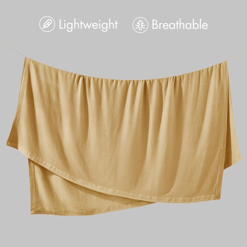 100% Egyptian Cotton Blanket - Ultra Soft Premium Blankets - Mustard - Quahog Bay Bedding