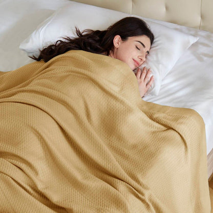 100% Egyptian Cotton Blanket - Ultra Soft Premium Blankets - Mustard - Quahog Bay Bedding