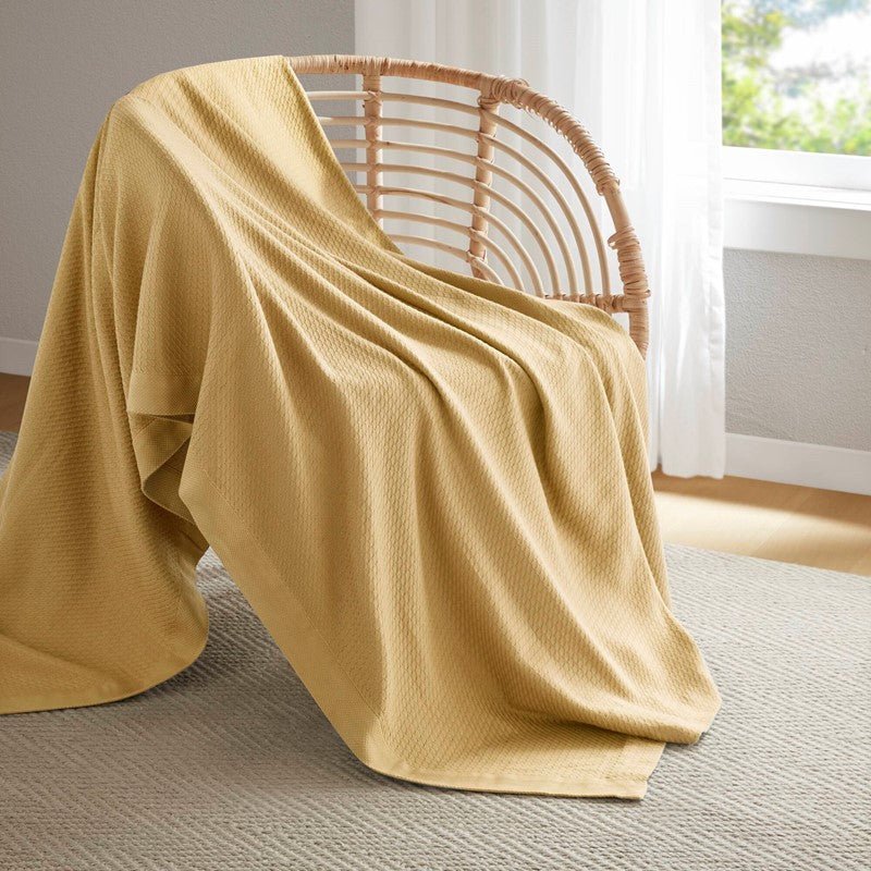 100% Egyptian Cotton Blanket - Ultra Soft Premium Blankets - Mustard - Quahog Bay Bedding