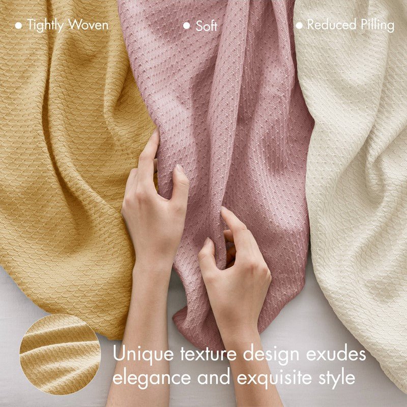 100% Egyptian Cotton Blanket - Ultra Soft Premium Blankets - Mustard - Quahog Bay Bedding
