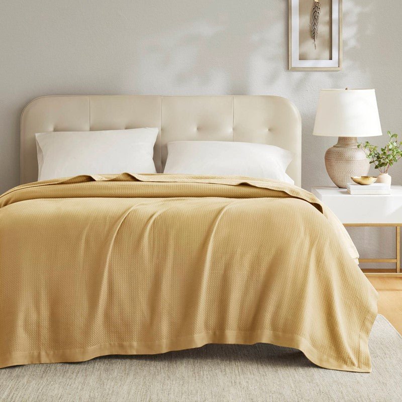 100% Egyptian Cotton Blanket - Ultra Soft Premium Blankets - Mustard - Quahog Bay Bedding