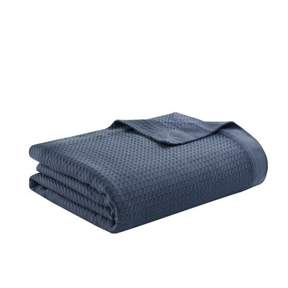 100% Egyptian Cotton Blanket - Ultra Soft Premium Blankets - Nautical Blankets - Blue - Quahog Bay Bedding