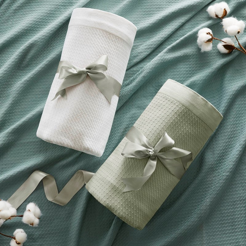 100% Egyptian Cotton Blanket - Ultra Soft Premium Blankets - White - Quahog Bay Bedding