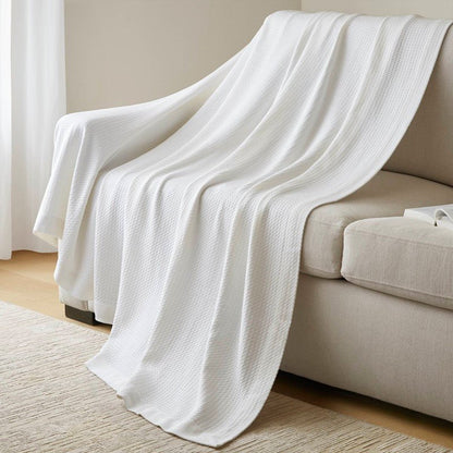100% Egyptian Cotton Blanket - Ultra Soft Premium Blankets - White - Quahog Bay Bedding