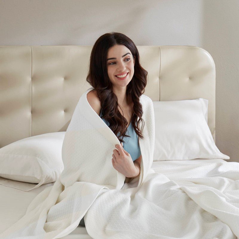 100% Egyptian Cotton Blanket - Ultra Soft Premium Blankets - White - Quahog Bay Bedding