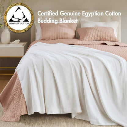 100% Egyptian Cotton Blanket - Ultra Soft Premium Blankets - White - Quahog Bay Bedding