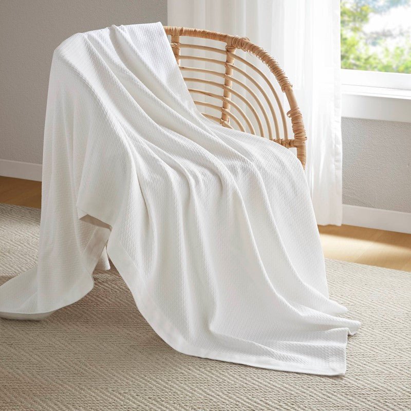 100% Egyptian Cotton Blanket - Ultra Soft Premium Blankets - White - Quahog Bay Bedding