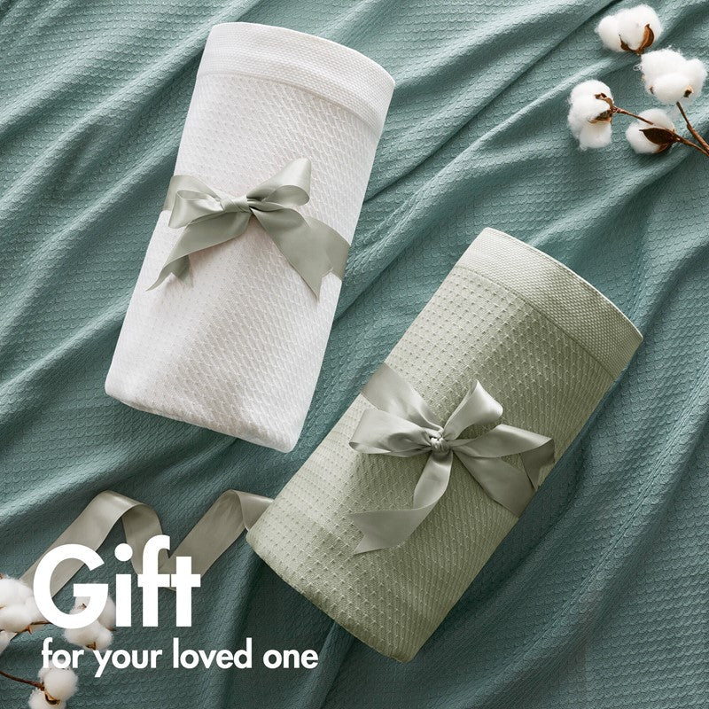 100% Egyptian Cotton Blanket - Ultra Soft Premium Blankets - White - Quahog Bay Bedding