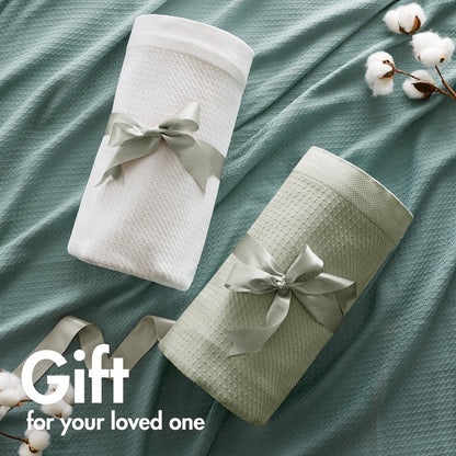 100% Egyptian Cotton Blanket - Ultra Soft Premium Blankets - White - Quahog Bay Bedding
