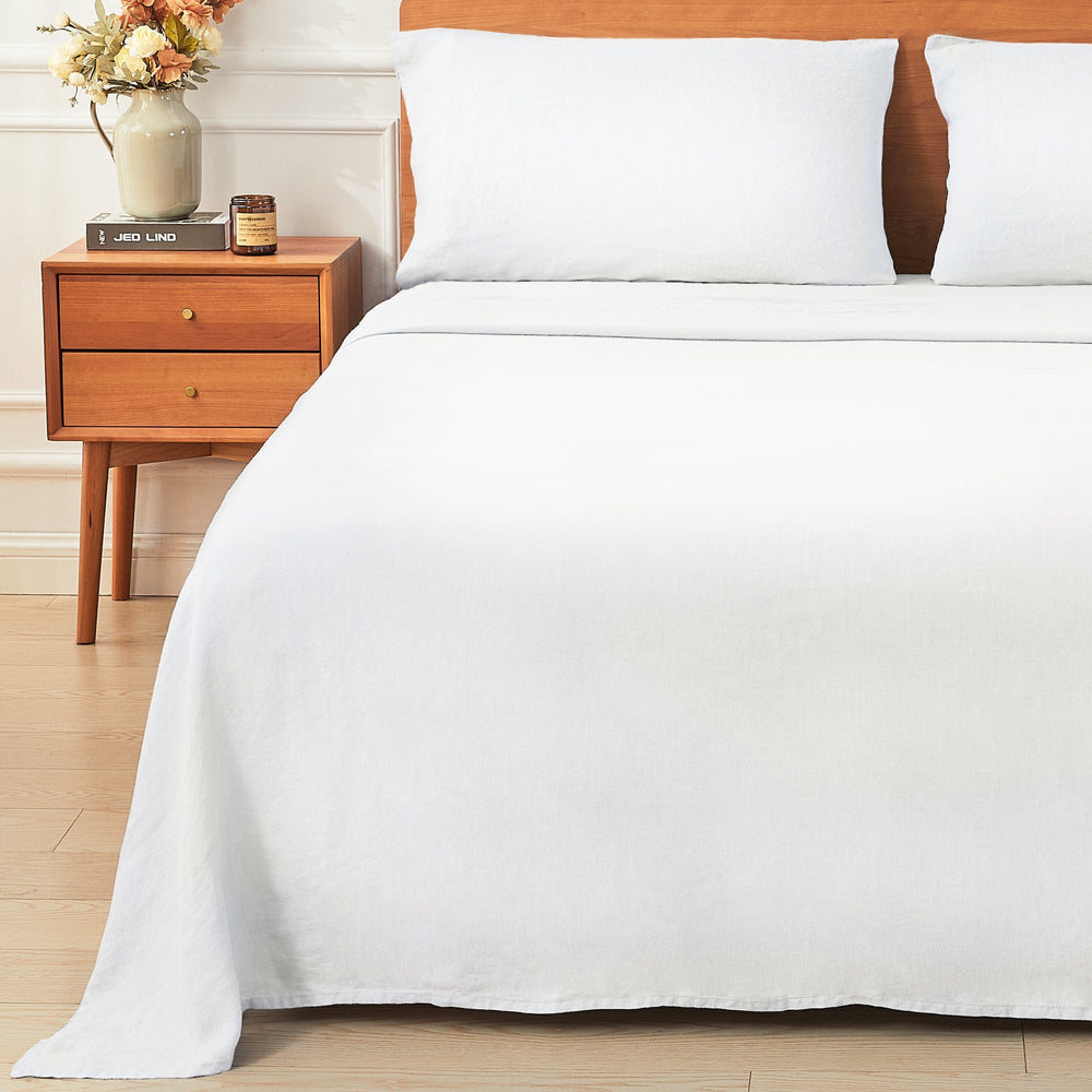 100% Linen Sheet Set - Luxury Organic Deep Pocket Linen Sheets - Quahog Bay Bedding