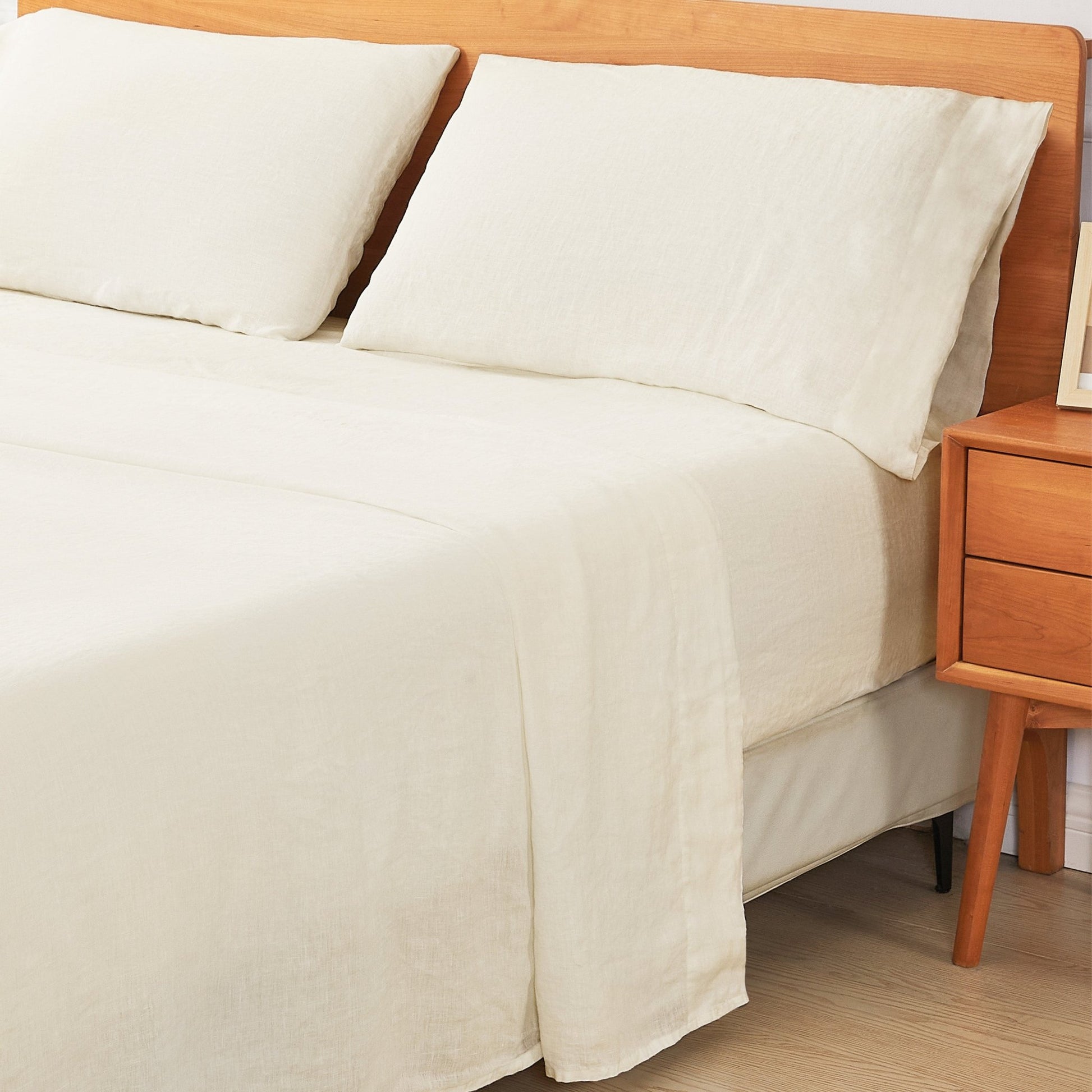 100% Linen Sheet Set - Luxury Organic Deep Pocket Linen Sheets - Quahog Bay Bedding