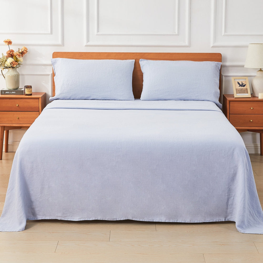 100% Linen Sheet Set - Luxury Organic Deep Pocket Linen Sheets - Quahog Bay Bedding