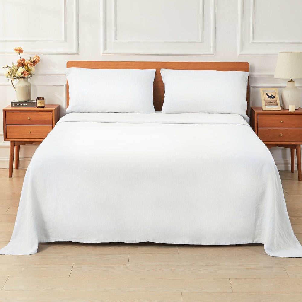100% Linen Sheet Set - Luxury Organic Deep Pocket Linen Sheets - Quahog Bay Bedding