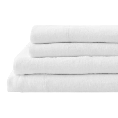100% Linen Sheet Set - Luxury Organic Deep Pocket Linen Sheets - Quahog Bay Bedding