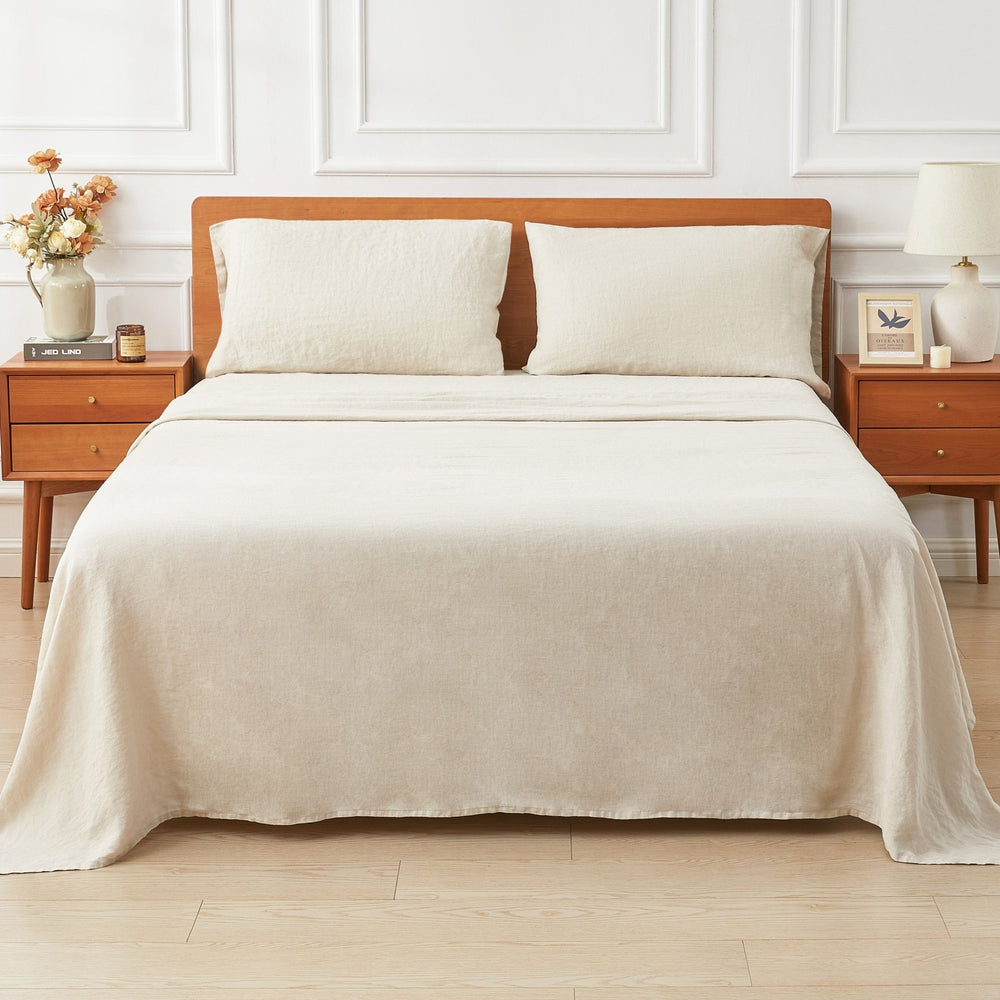 100% Linen Sheet Set - Luxury Organic Deep Pocket Linen Sheets - Quahog Bay Bedding