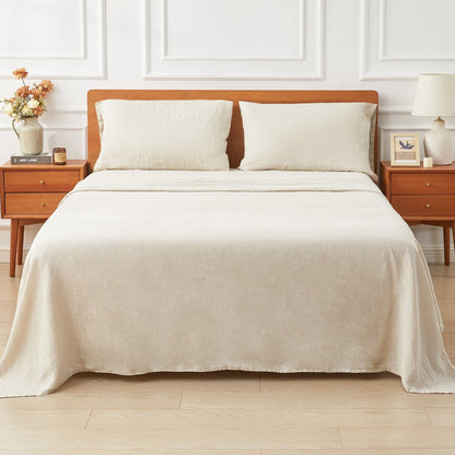 100% Linen Sheet Set - Luxury Organic Deep Pocket Linen Sheets - Quahog Bay Bedding