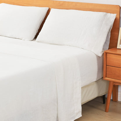 100% Linen Sheet Set - Luxury Organic Deep Pocket Linen Sheets - Quahog Bay Bedding