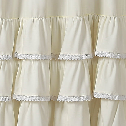 Ella Ruffle Lace Shower Curtain | Coastal Cottage Bathroom Decor