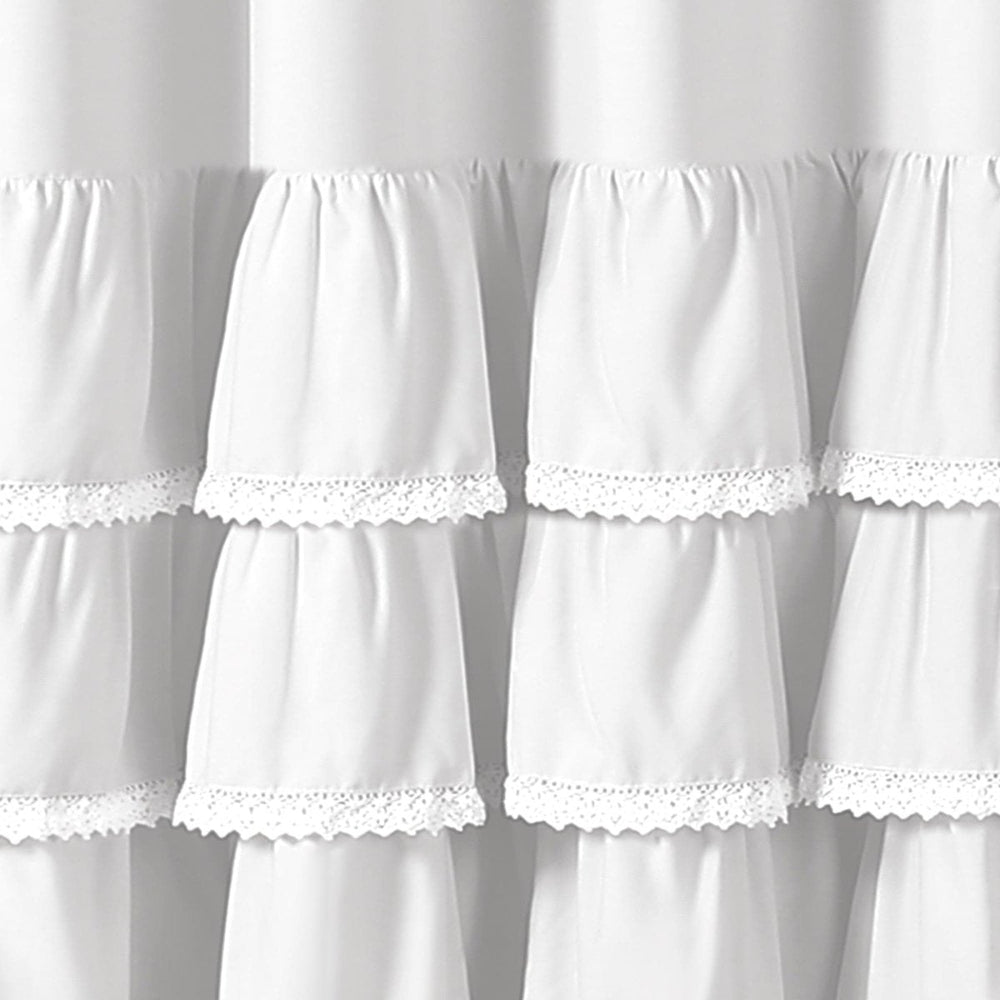 Ella Ruffle Lace Shower Curtain | Coastal Cottage Bathroom Decor