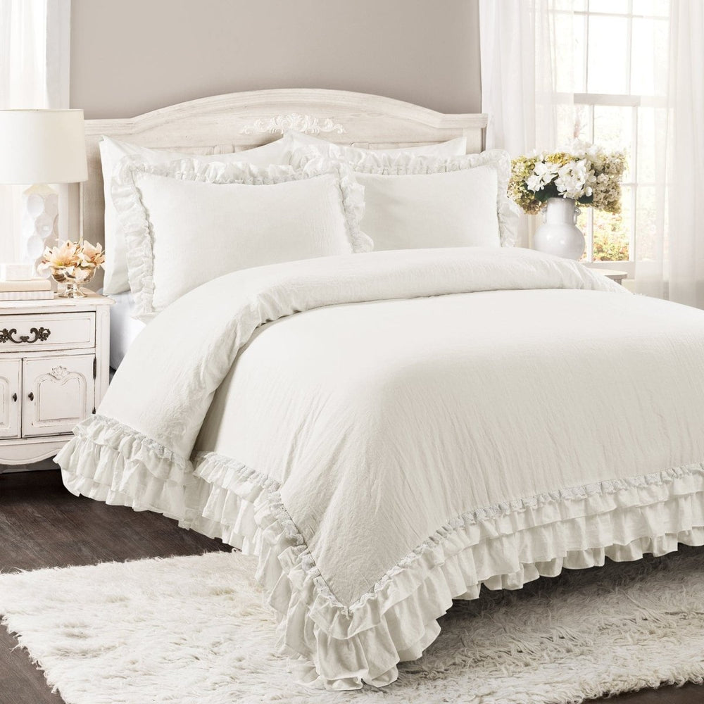 Ella Ruffle Lace 3PC Comforter Set | Coastal Cottage Bedding