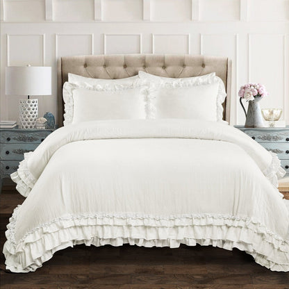 Ella Ruffle Lace 3PC Comforter Set | Coastal Cottage Bedding
