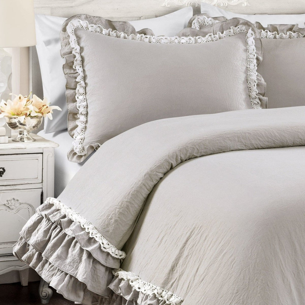 Ella Ruffle Lace 3PC Comforter Set | Coastal Cottage Bedding