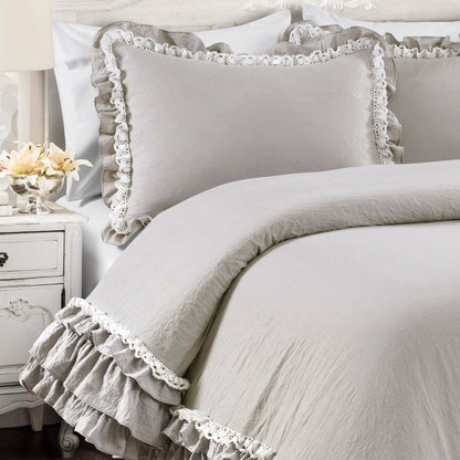 Ella Ruffle Lace 3PC Comforter Set | Coastal Cottage Bedding
