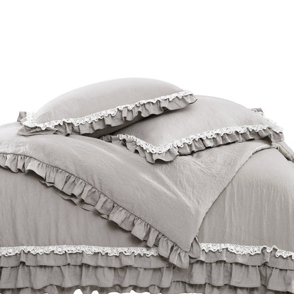 Ella Ruffle Lace 3PC Comforter Set | Coastal Cottage Bedding