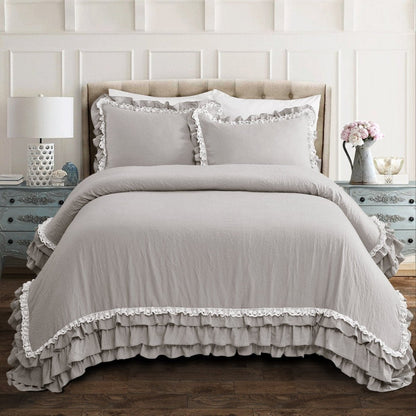 Ella Ruffle Lace 3PC Comforter Set | Coastal Cottage Bedding