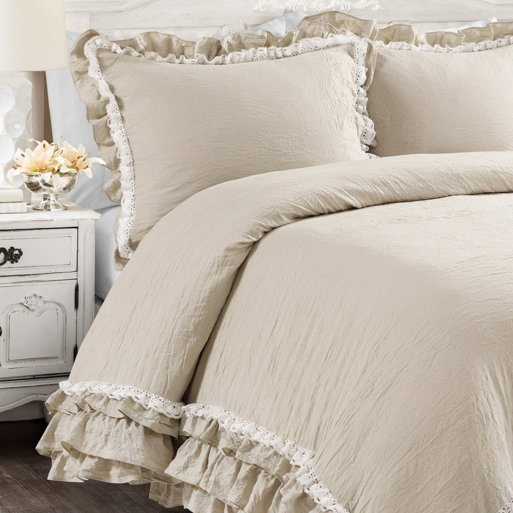 Ella Ruffle Lace 3PC Comforter Set | Coastal Cottage Bedding