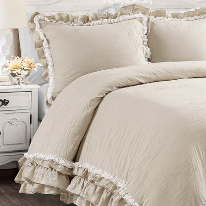 Ella Ruffle Lace 3PC Comforter Set | Coastal Cottage Bedding