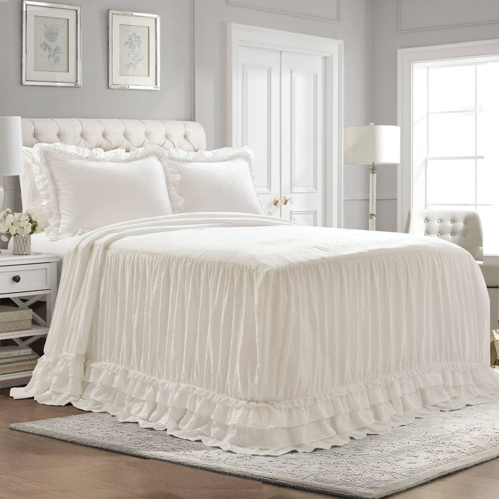 Ella Ruffle Lace 3PC Bedspread Set | Coastal Cottage Bedding