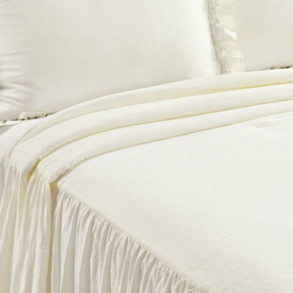 Ella Ruffle Lace 3PC Bedspread Set | Coastal Cottage Bedding