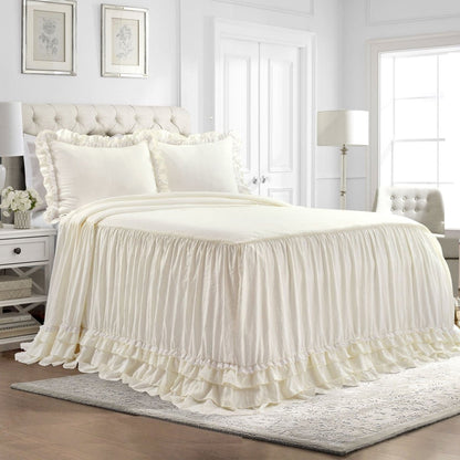 Ella Ruffle Lace 3PC Bedspread Set | Coastal Cottage Bedding
