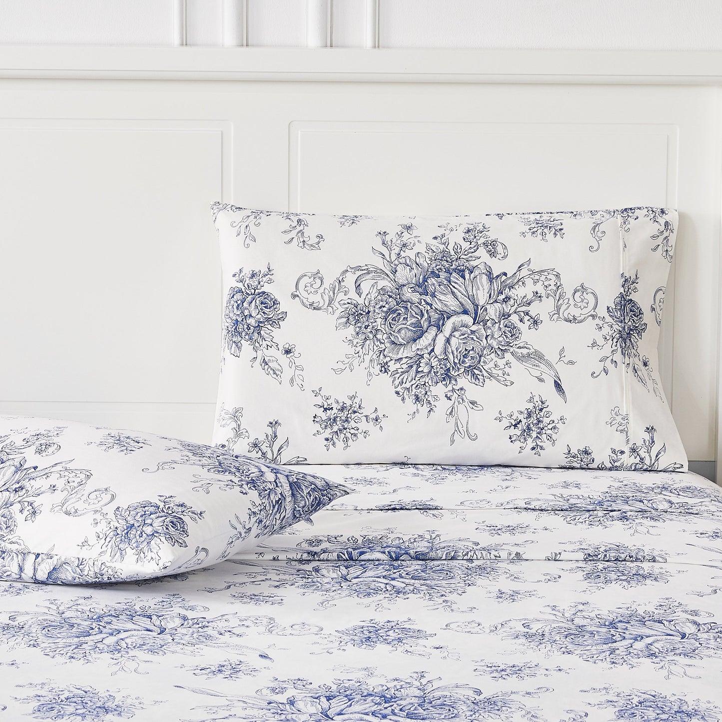 400TC Toile Vintage Inspired Floral Sheet Set - Floral Sheet Sets