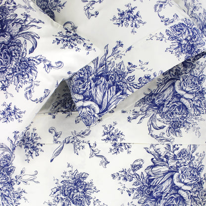 400TC Toile Vintage Inspired Floral Sheet Set - Floral Sheet Sets