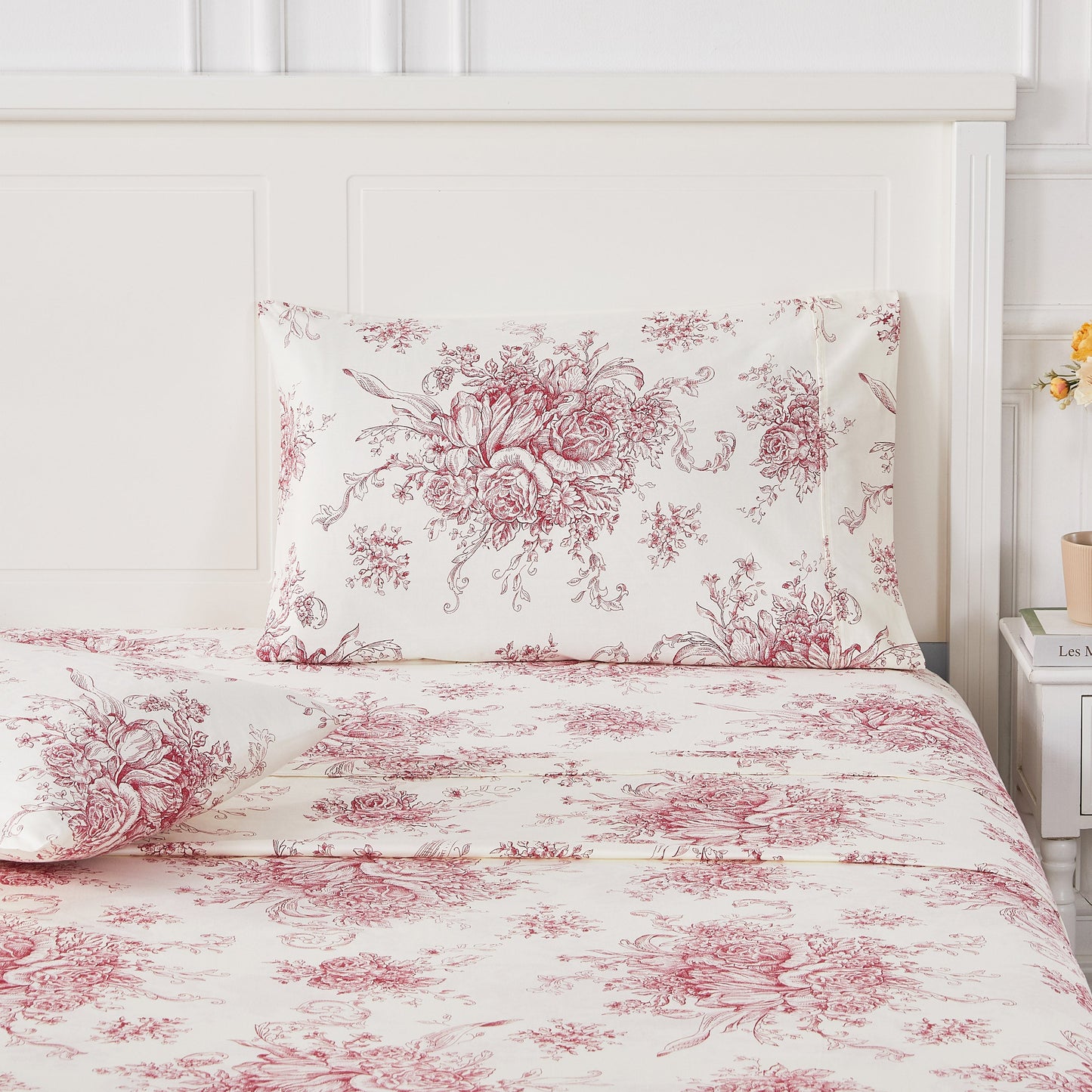 400TC Toile Vintage Inspired Floral Sheet Set - Floral Sheet Sets
