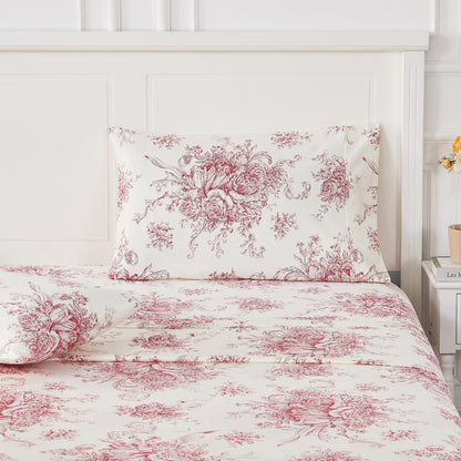 400TC Toile Vintage Inspired Floral Sheet Set - Floral Sheet Sets