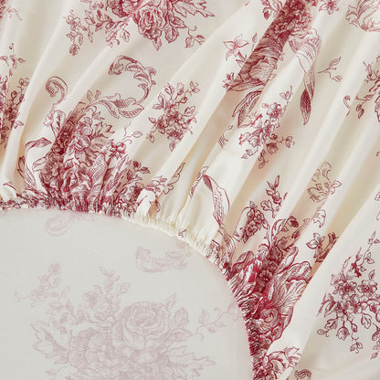 400TC Toile Vintage Inspired Floral Sheet Set - Floral Sheet Sets
