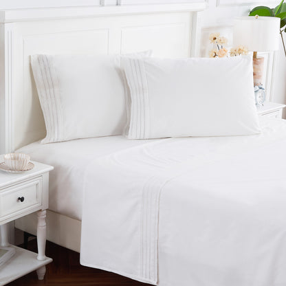 300TC Elizabeth Lace Cotton Percale Sheet Set