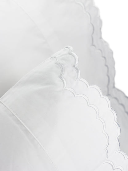 Double Scallop Embroidered Percale Pillowcase Pair