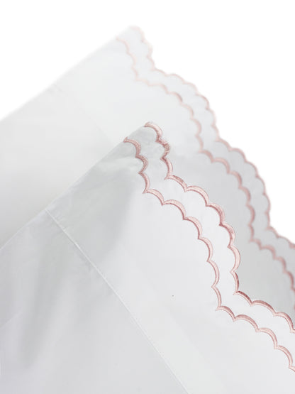 Double Scallop Embroidered Percale Pillowcase Pair