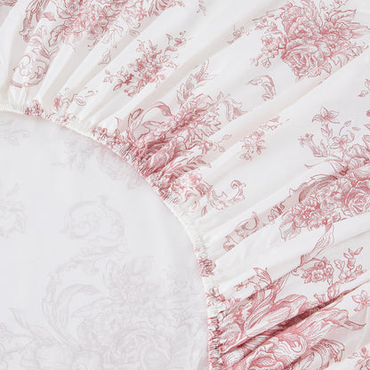 400TC Toile Vintage Inspired Floral Sheet Set - Floral Sheet Sets