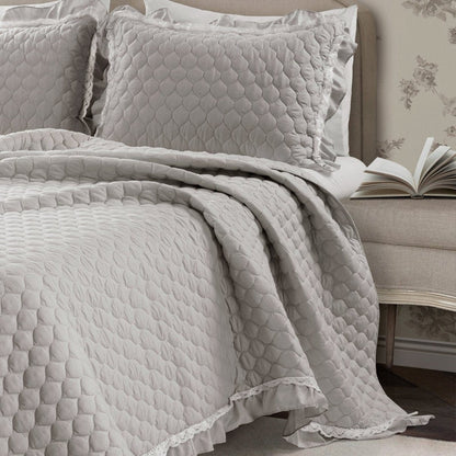 Ella Ruffle Lace 3PC Quilt Set | 100% Cotton | Coastal Cottage Bedding