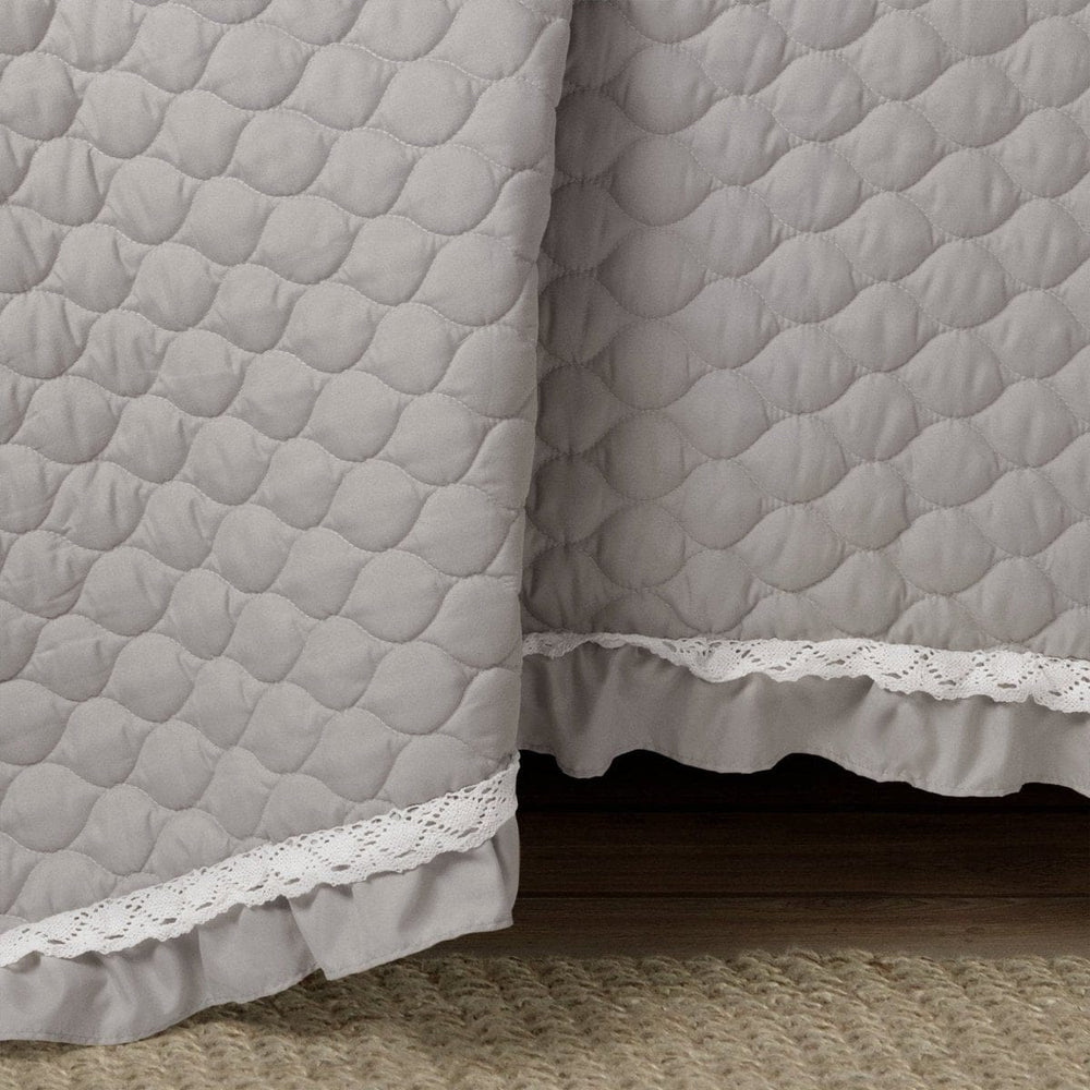 Ella Ruffle Lace 3PC Quilt Set | 100% Cotton | Coastal Cottage Bedding