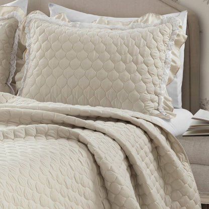 Ella Ruffle Lace 3PC Quilt Set | 100% Cotton | Coastal Cottage Bedding