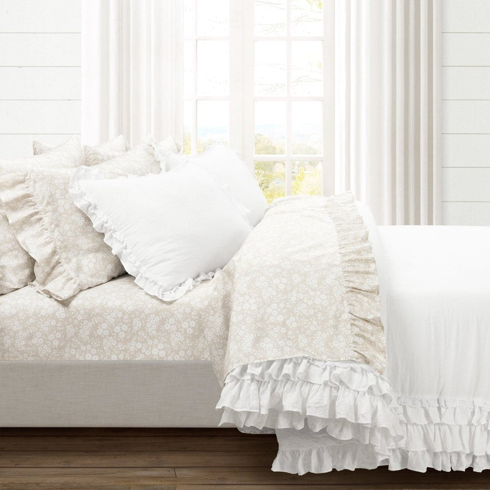 Ella Ruffle Lace 3PC Comforter Set | Coastal Cottage Bedding