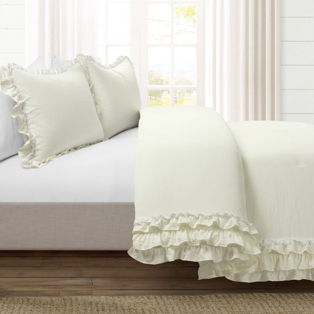 Ella Ruffle Lace 3PC Comforter Set | Coastal Cottage Bedding